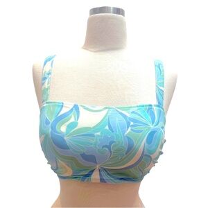 SHADE & SHORE -Blue Green Patterned Bikini Top
